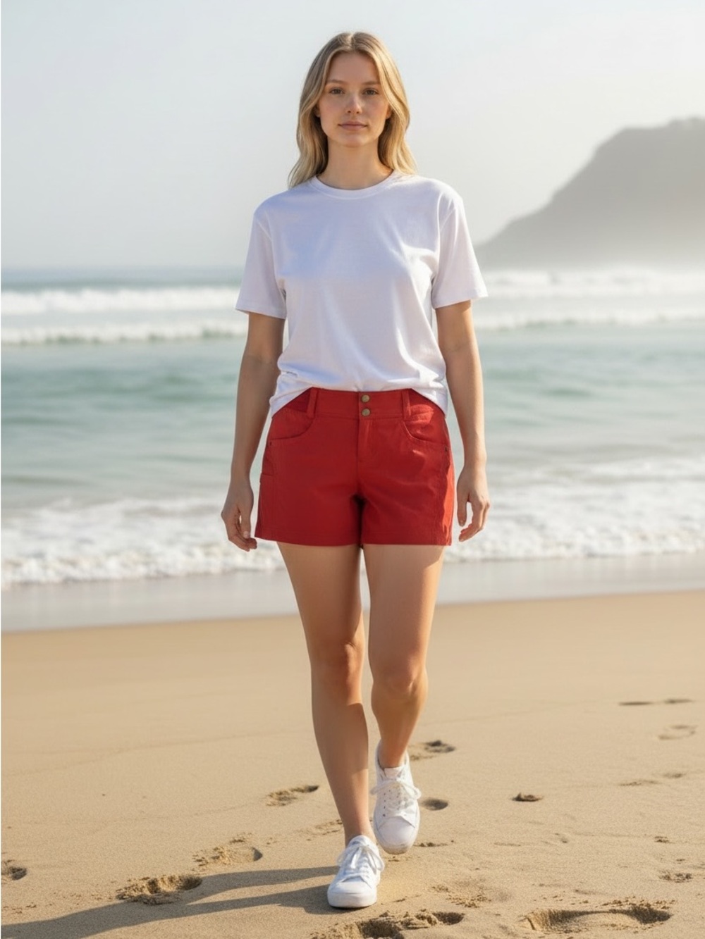 Title Nine Clamber Shorts 5" Red Hiking Climbing Size 4 New!